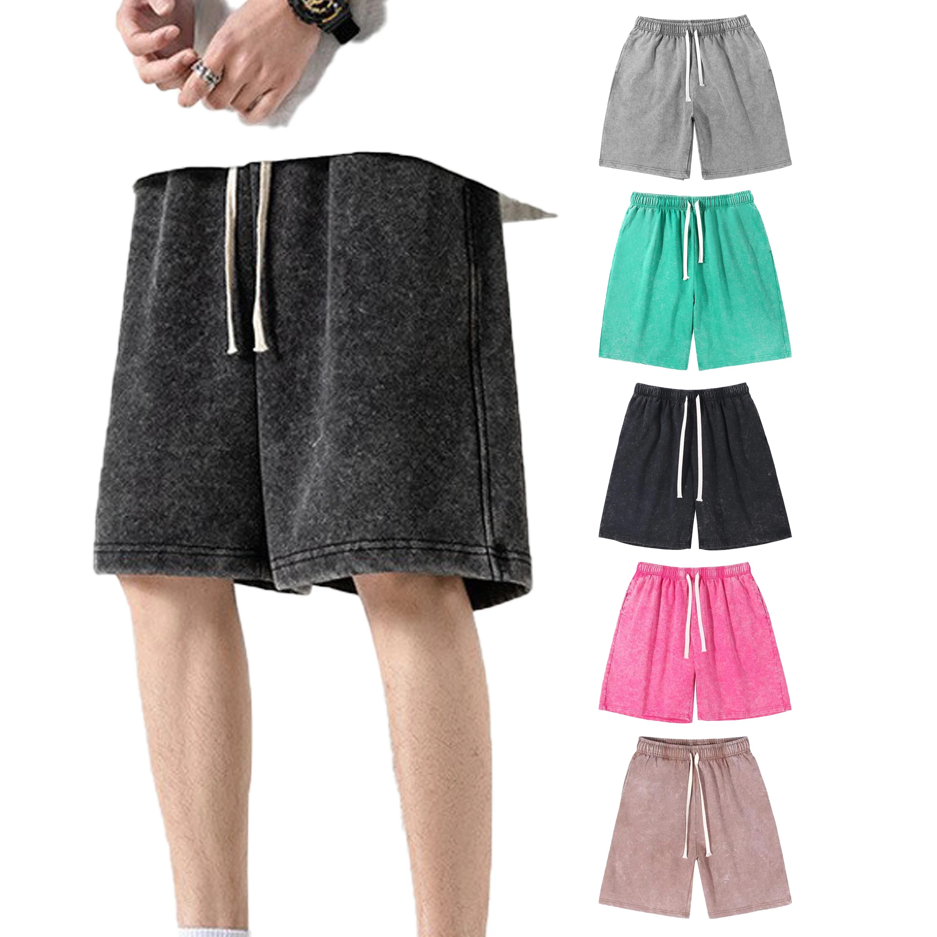 Мужские шорты винтажные повседневные большого размера 300 г/м2 потертые унисекс