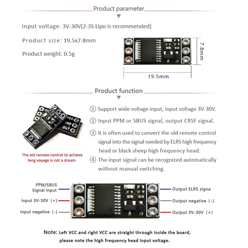 Плата адаптера CR1 Module PPM/SBUS на ELRS CRSF для передатчика AT9S WLFY