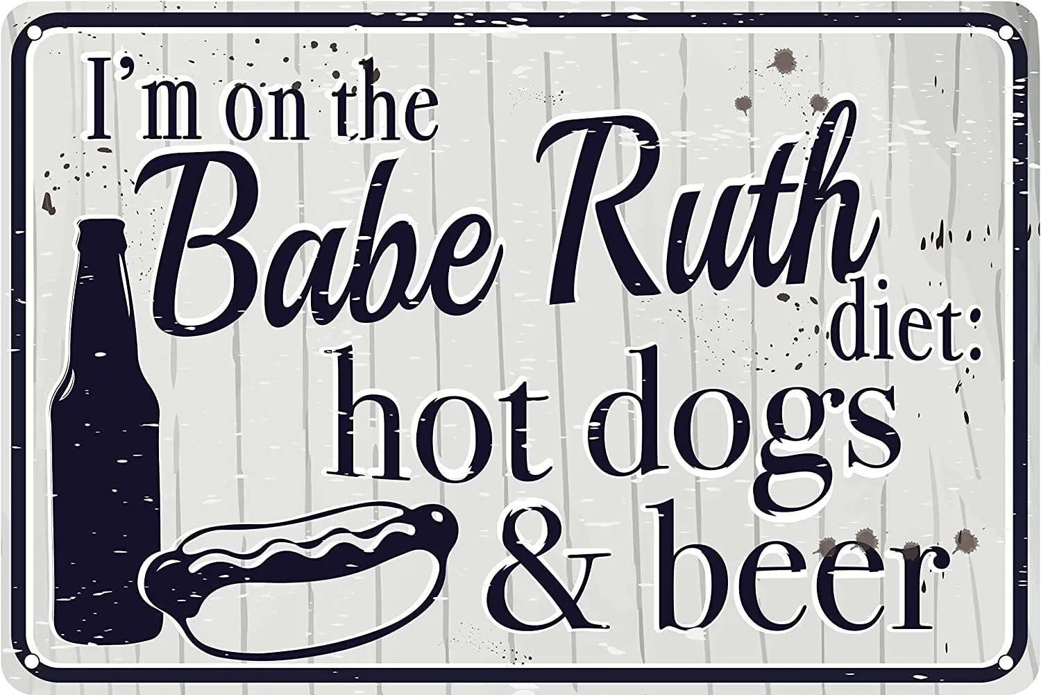 Забавная жестяная надпись I'm On The детка Рут диета хот-доги и пиво 12x8 дюймов