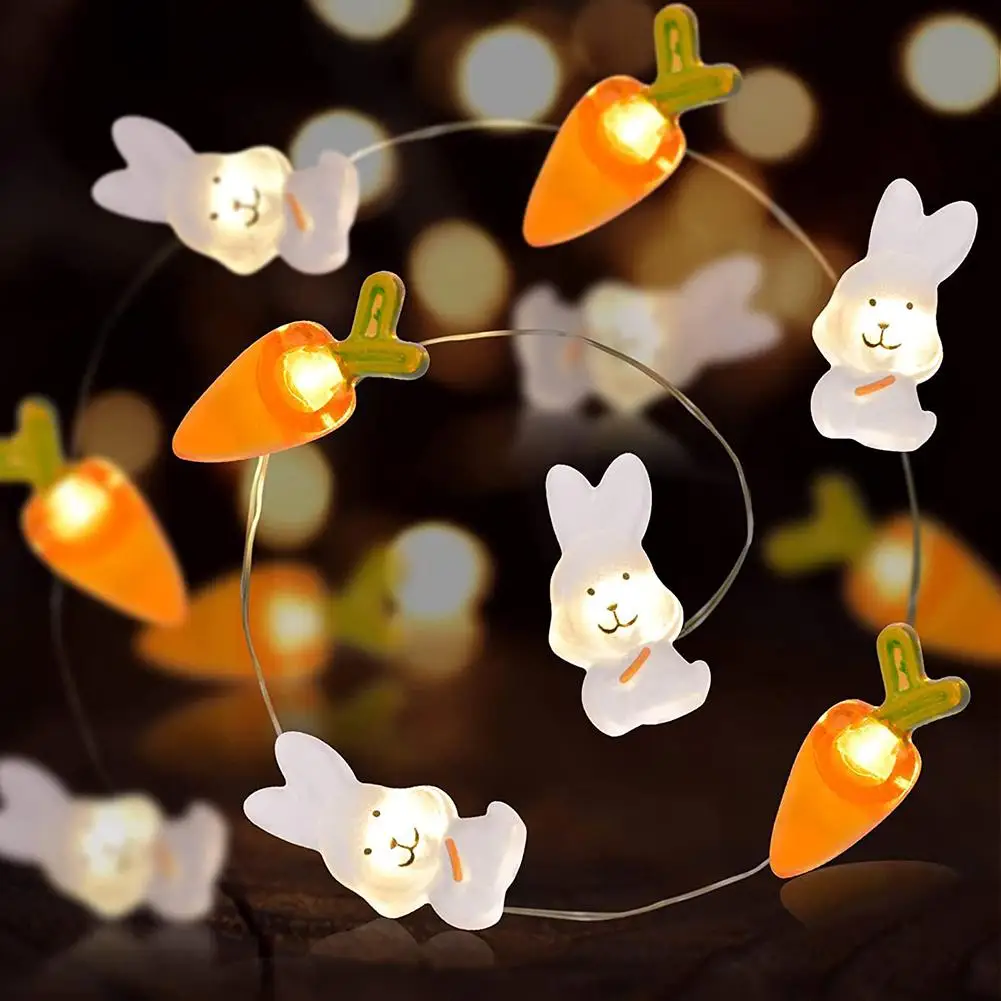 

New 2m Led Carrot Rabbit String Lights Fairy Light Decorative Lamp Happy Easter Gifts For Easter Decoration