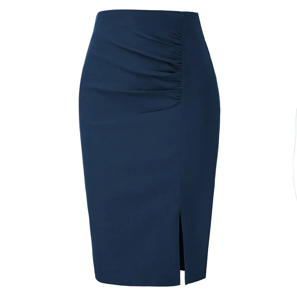 Skirt Elegant Slim High Waist Side Split Back Zipper Hips-wrapped Formal Business Pencil Skirts
