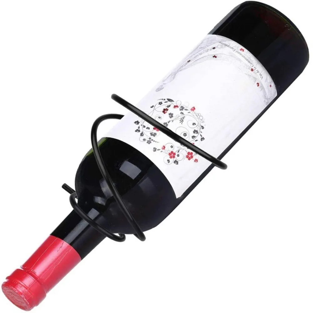 Черная металлическая настенная винная полка для красного вина с фоторамкой и