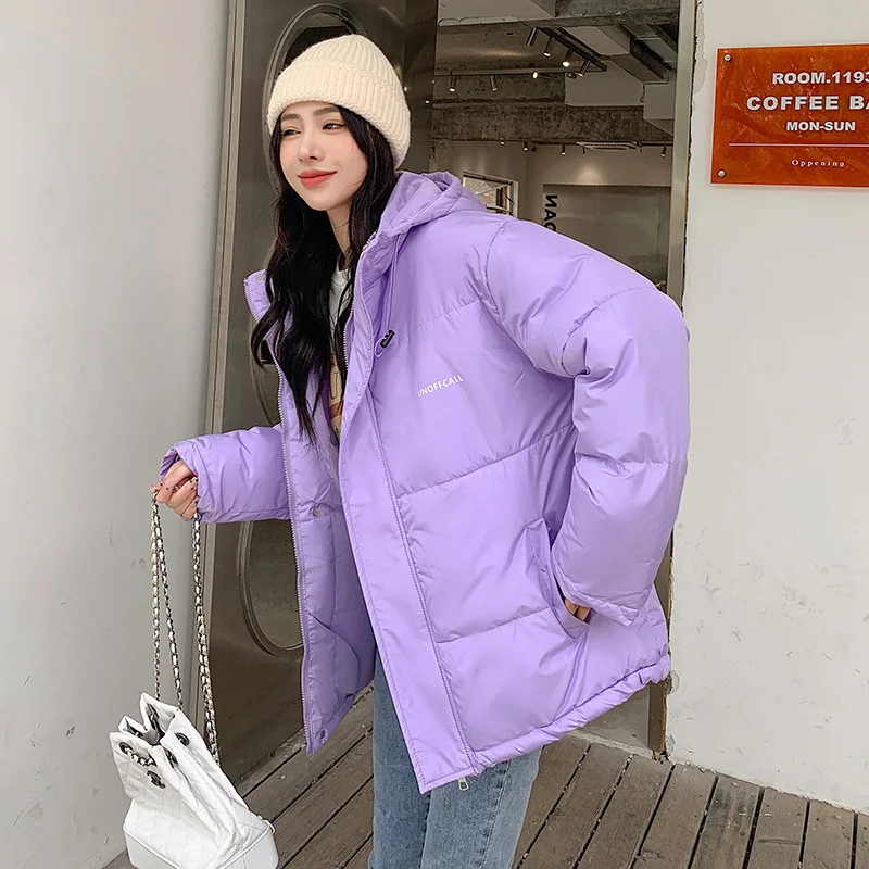 2022 New Thickened Bread Coat Short Down Cotton Coat Women's Korean  Loose Autumn Winter Coat Hooded Jacket Women Basic Jackets