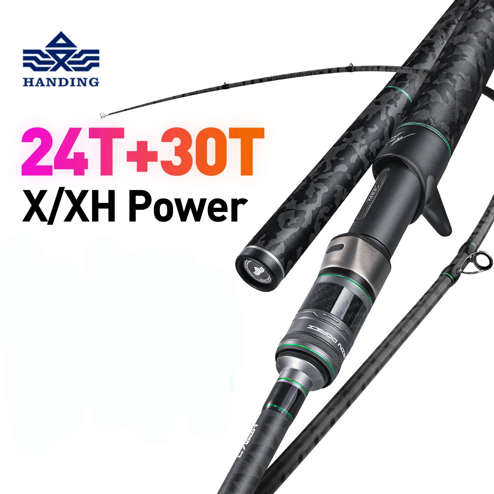 

HANDING Powerful Fishing Rods Pike Snakehead Bass Casting Spinning Fishing Rods X/XH F(Fast) 2 Section