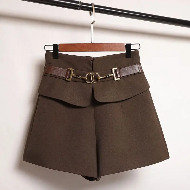 Women's Korean Solid Color Fashion High Waist Shorts Office Lady Casual Loose Wide Leg Spliced Shorts Summer Female Clothing