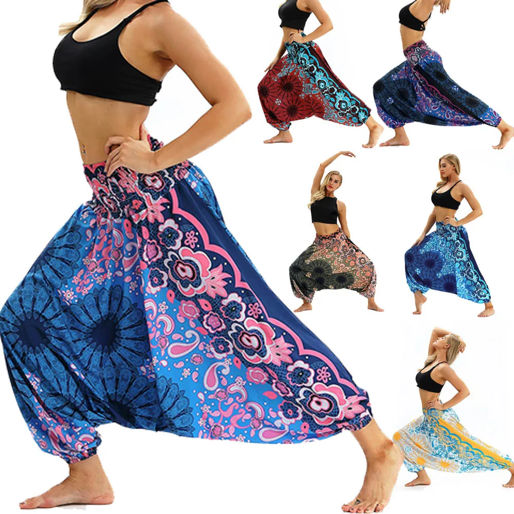 

2020 New Arrive Style Workout Out Women Casual Summer Loose Yoga Trousers Baggy Boho Aladdin Jumpsuit Harem Pants Stretch#40