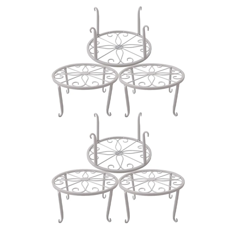 

Металлическая подставка для растений, напольная стойка для цветочных горшков, железная подставка для растений, подставка для горшков, 6 штук в одном стандарте (белая)