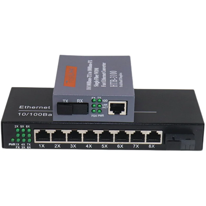 Волоконно-оптический преобразователь 10/100 м 25 км 8 портов