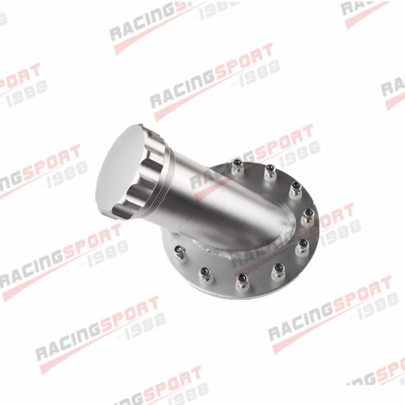 

Billet Fuel Cell Fast Filler Neck 45 Degree 12 Bolt Flange Aluminum Silver