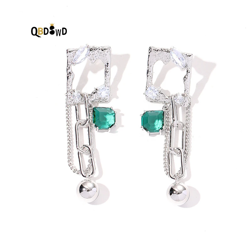 

Новые женские креативные квадратные Длинные секционные серьги, модные ювелирные изделия из циркония, банкетная бижутерия