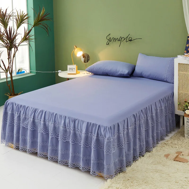 

Solid Home Lace Bed Skirt Non-slip Mattress Cover Two Layers Bed Skirt Bedsheet Mattress Protector Bed Cover Bedroom Decor