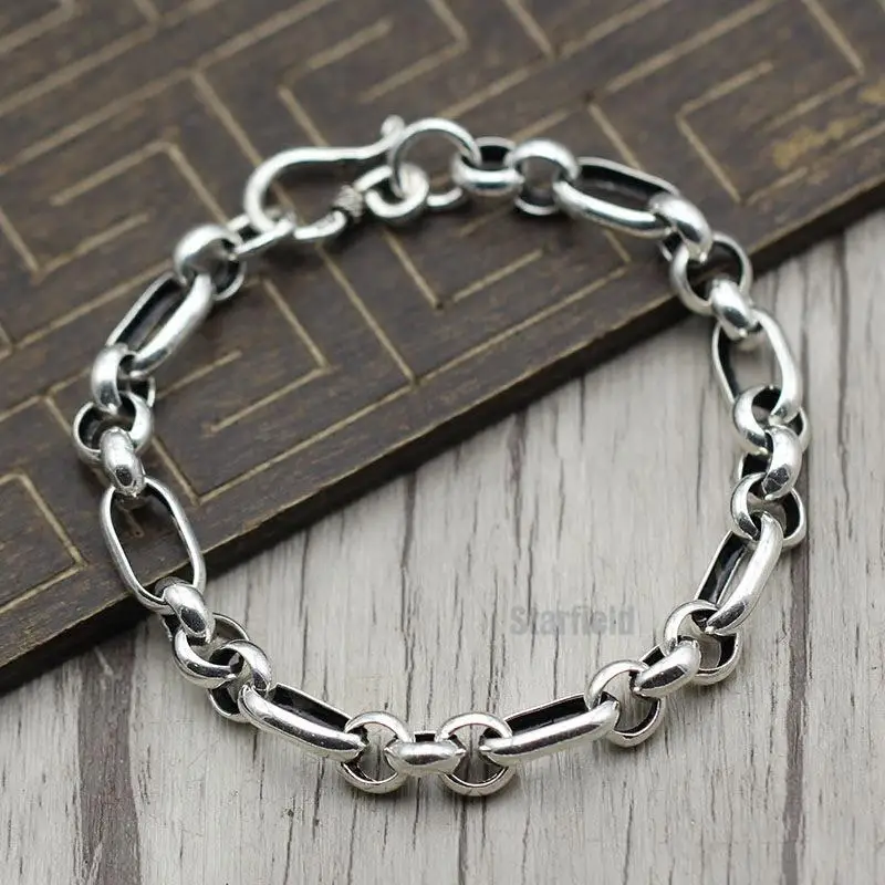 

S925 Sterling Silver Jewelry Retro Simple Fashion Circle Lovers Bracelet Personality Smooth Finish Thai Silver Bracelet