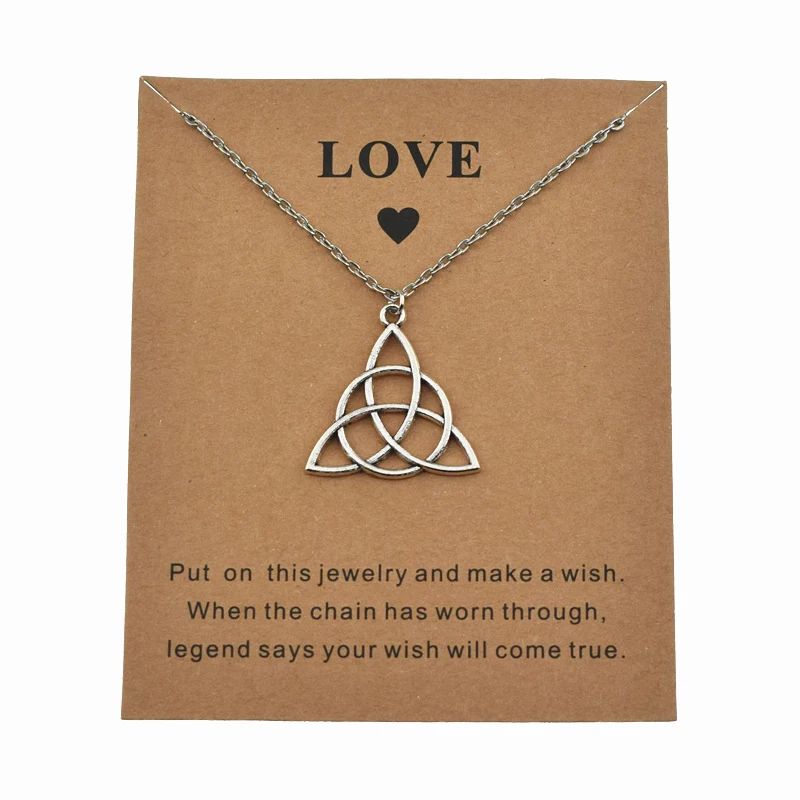 

Новинка, винтажное ожерелье с подвеской в виде символа «сделай желание», с карточкой для любви, подарки для женщин и мужчин, ювелирные издел...