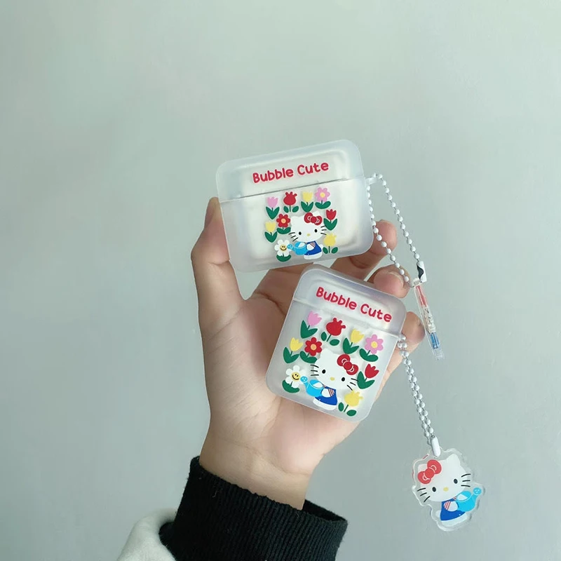 

Полупрозрачный чехол для Apple AirPods 2 с милым цветочным котенком, чехол для AirPods Pro, аксессуары для наушников IPhone