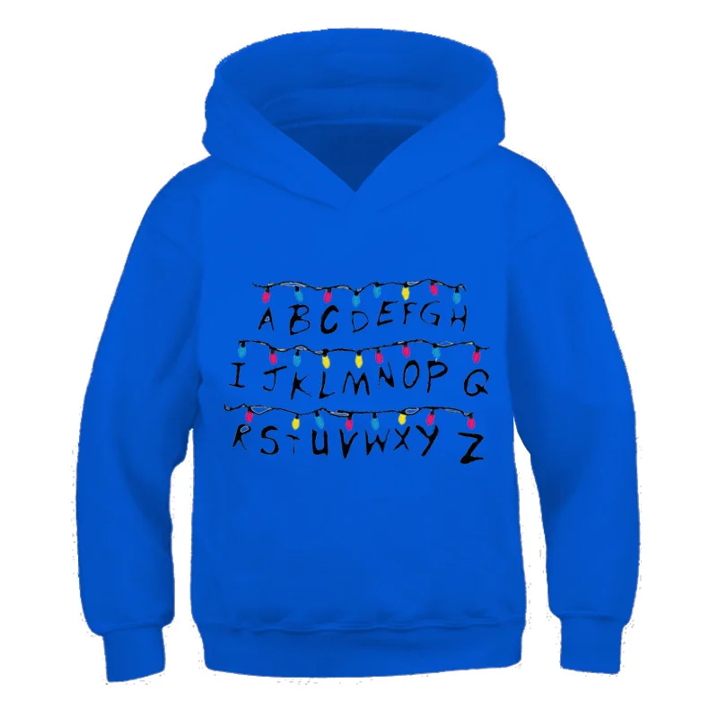 

Fashion Stranger Things 4 Cotton Hoodies Girls Boys Cartoon Kids Hellfire Club Long Sleeves Sweatshirts Spring Autumn Hooded Top