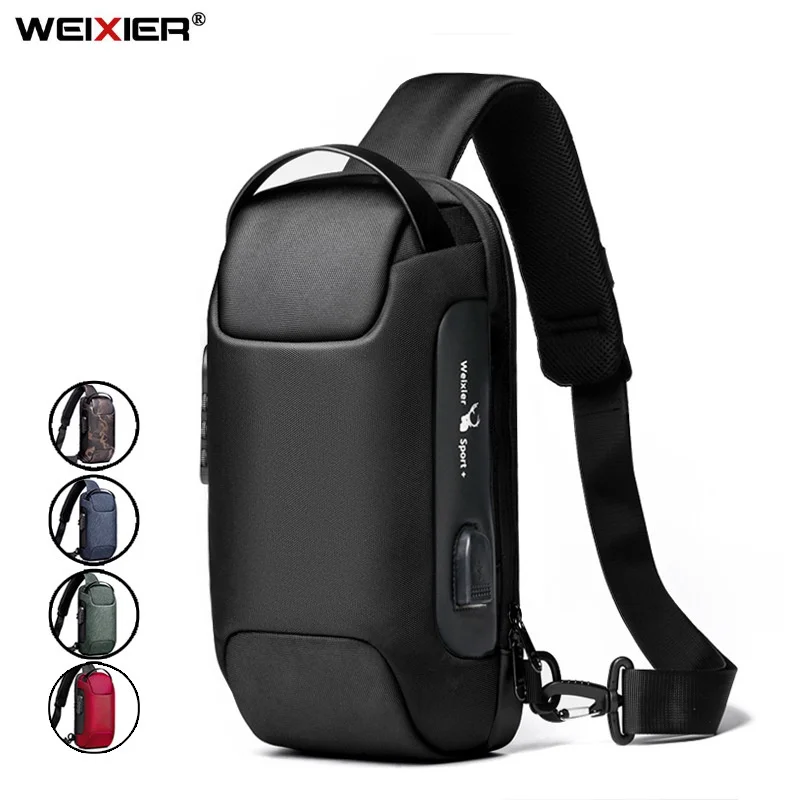 

Shoulder Bag for Men Waterproof USB Man Crossbody Bag Anti-Theft Short Travel Messenger Sling Fashion Designer Chest Bag
