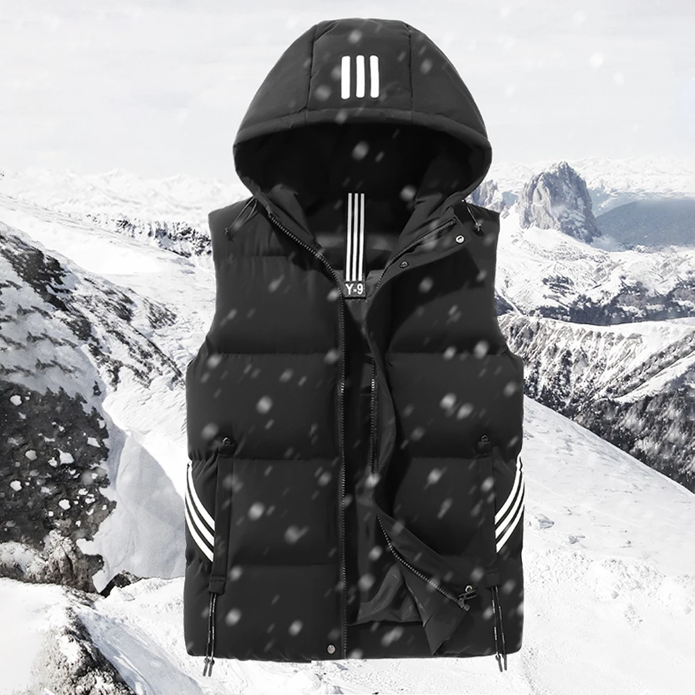

Autumn Winter Men's Vest Jacket Warm Imitation Silk Cotton Jacket Fashion Man Waistcoat Coat Brand Clothing