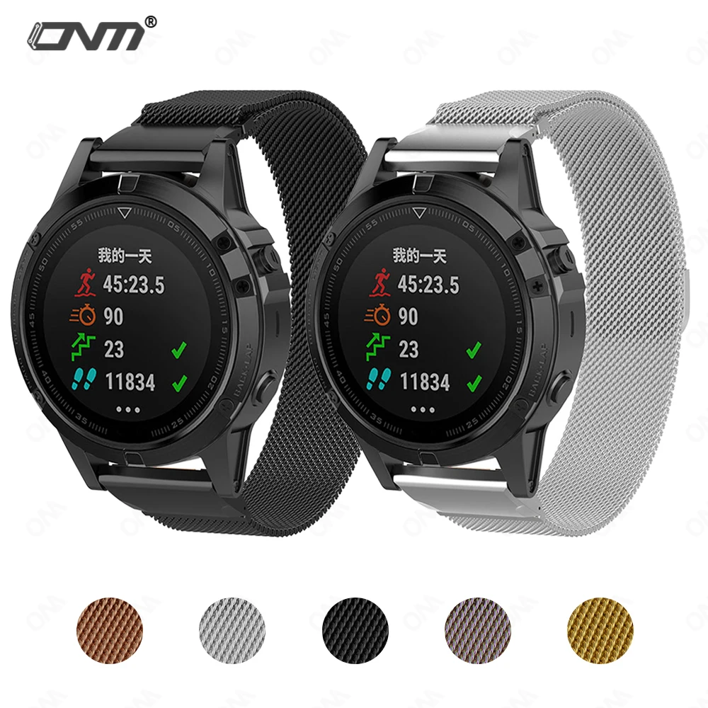 Миланский ремешок для Garmin Fenix 7 7X 7S 6 6X 6S Forerunner 955 255 металлический магнитный браслет