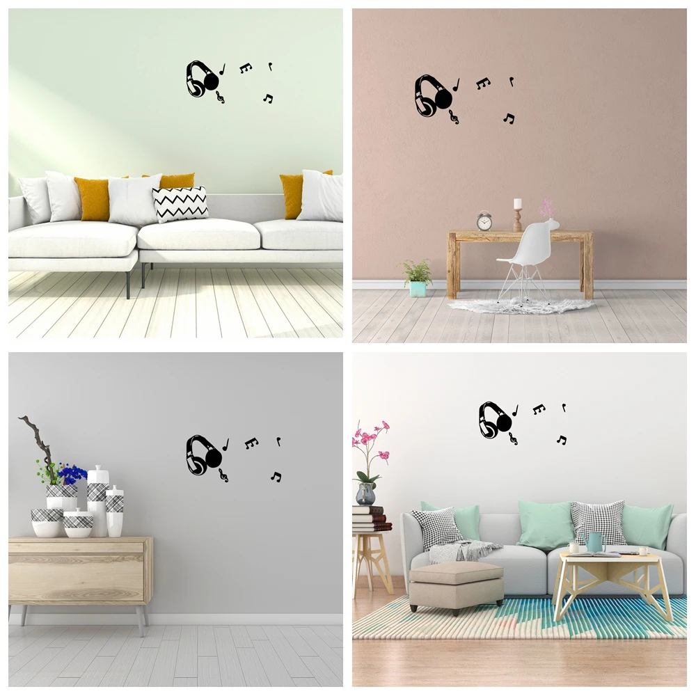 1 шт. горячая Распродажа наушники с музыкой стикер на стену наклейки из ПВХ