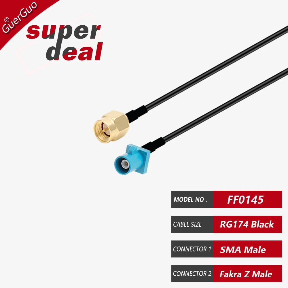 

GuerGuo Fakra Z Fakra C Male to SMA Male RG174 GPS Антенный кабель
