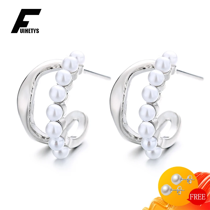 

FUIHETYS Pearl Earrings 925 Silver Jewelry Accessories for Women Wedding Party Promise Engagement Gift Stud Earring Wholesale