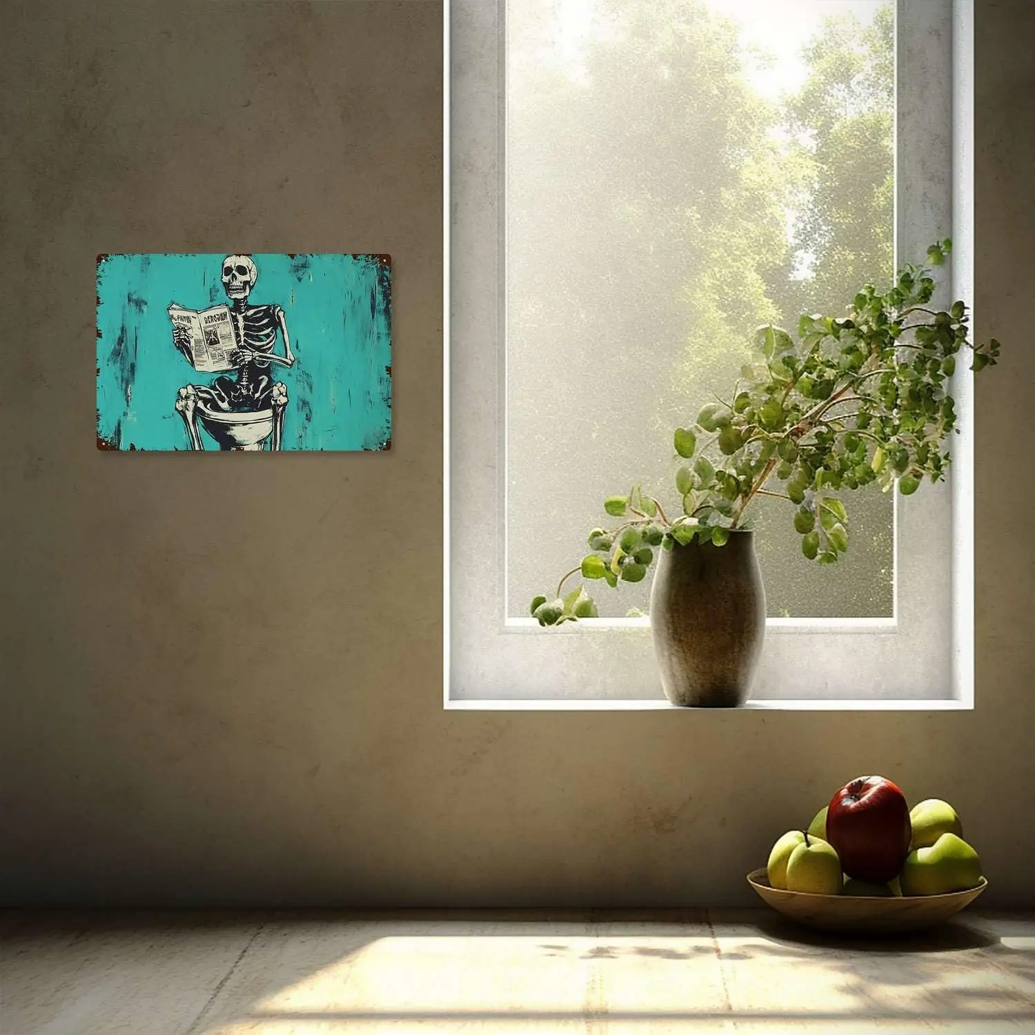 Tn Sgns забавный metl Декор сgn скелет Sttng на толето redng newspper Для восстановленного