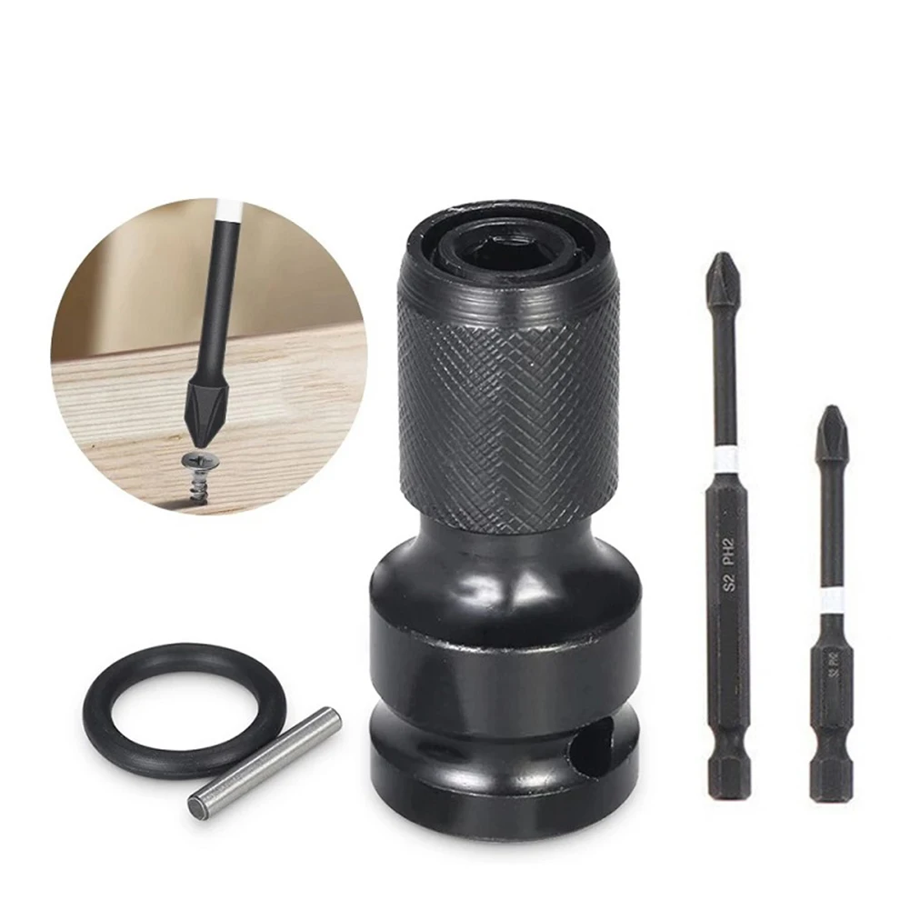

Universal Wrench Socket Adapter 1/2 Inch Square Female To 1/4 Inch Hex Female Socket Adapter Set Drive Converter Impact Tool Kit