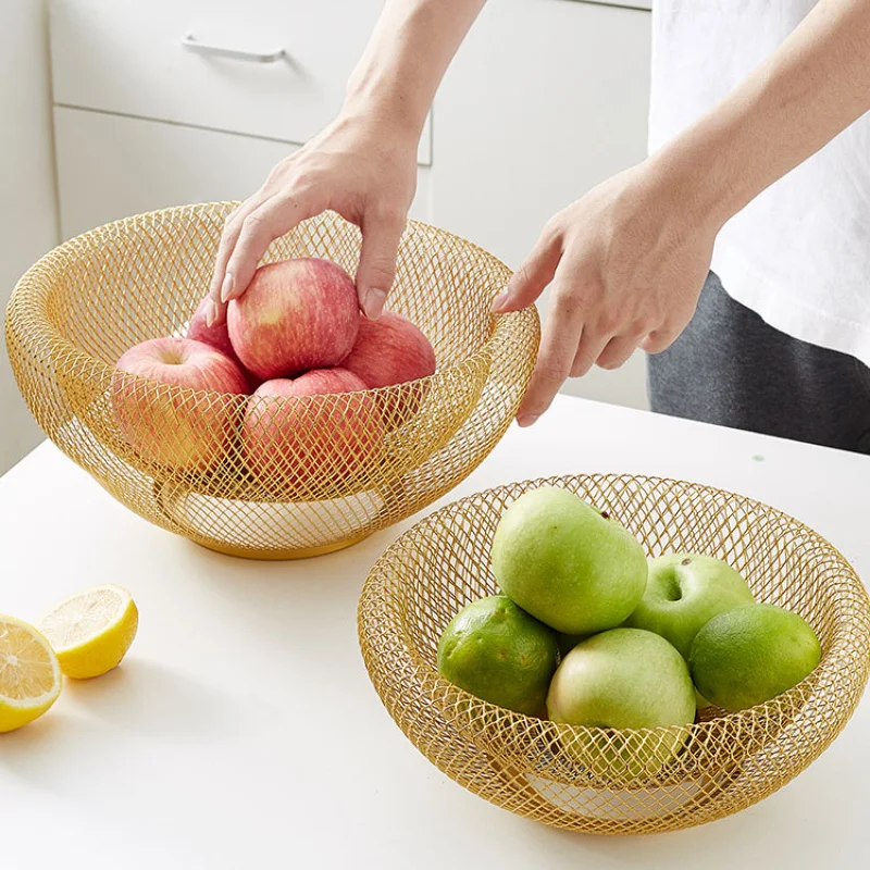 

style Nordic fruit basket wrought iron storage basket fruit plate snack tray light luxury living room coffee table decoration