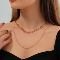 hot cuban necklaces for women 2021 fashion temperament double layer stainless steel choker rope link chain necklace jewelry gift
