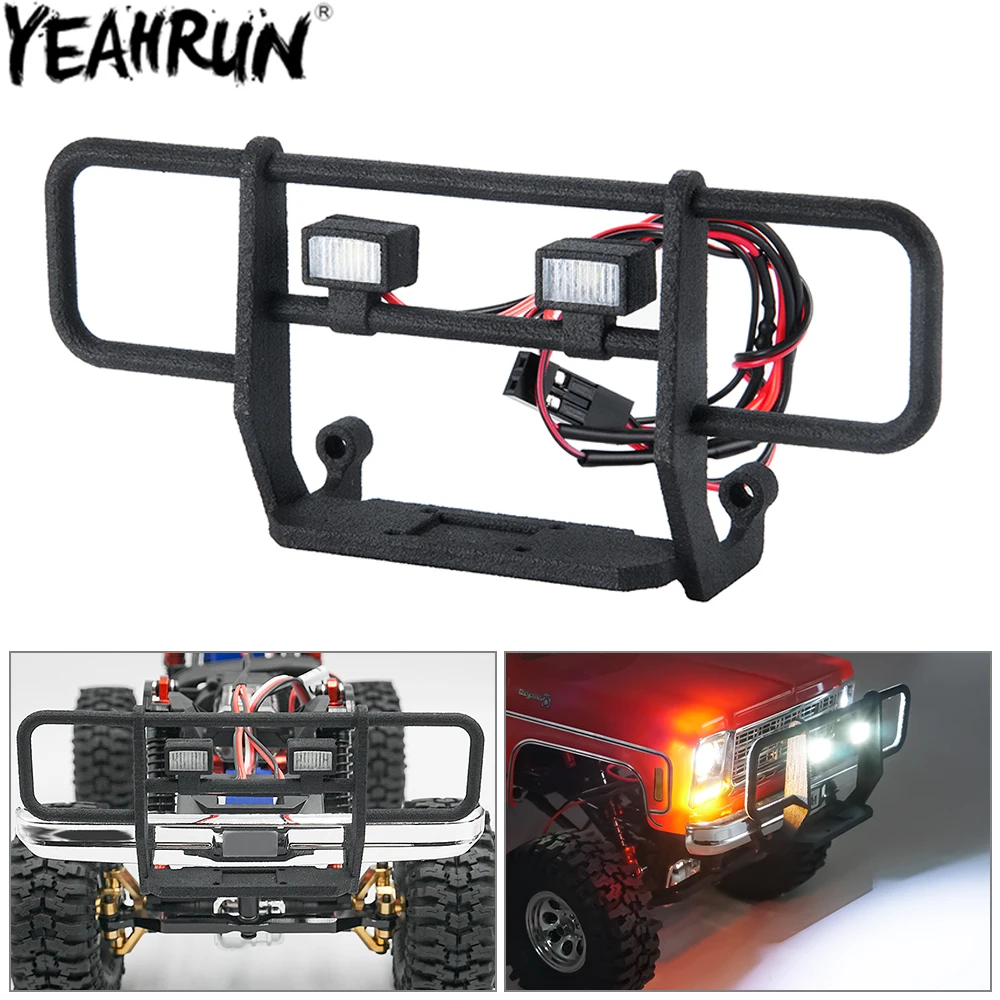 Пластиковый передний бампер YEAHRUN и фотовспышка для 1/18 RC Crawler Car TRX4M High Trail K10