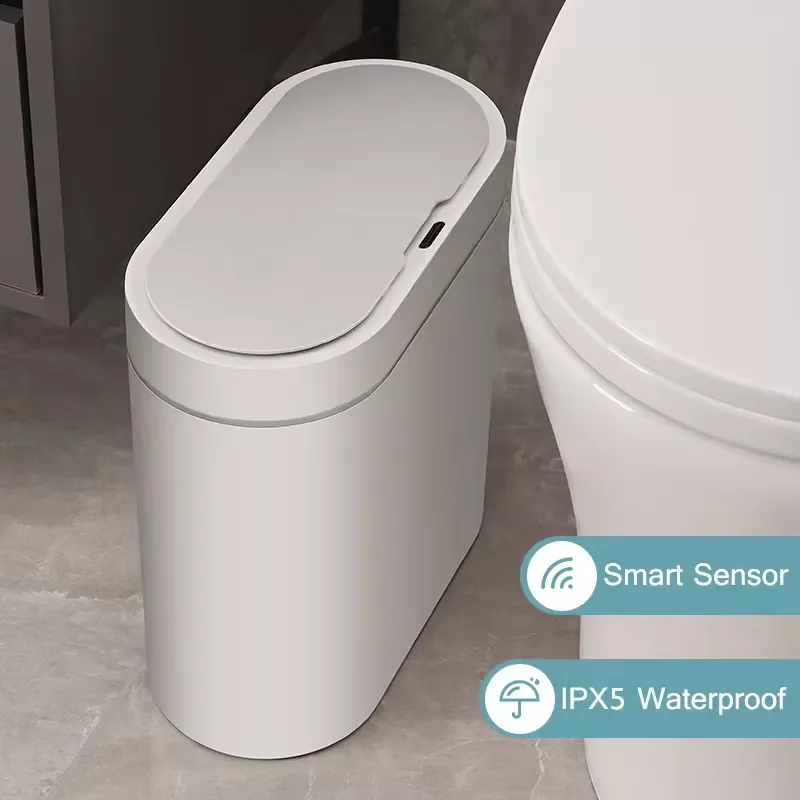 

7/8L Smart Sensor Trash Bin Electronic Automatic Kitchen Bathroom Toilet Bedroom Waterproof Trash Can Narrow Seam Storage Bucket