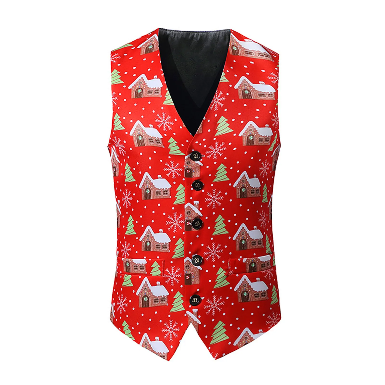 

Casual Christmas Printed Winter And Suit Men's Single-breasted Vest Autumn Men's Tank Tops Yellow Active Top