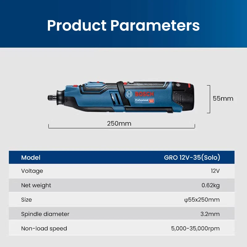 Bosch GRO 12V-35 беспроводной шлифовальный станок с переменной скоростью роторный