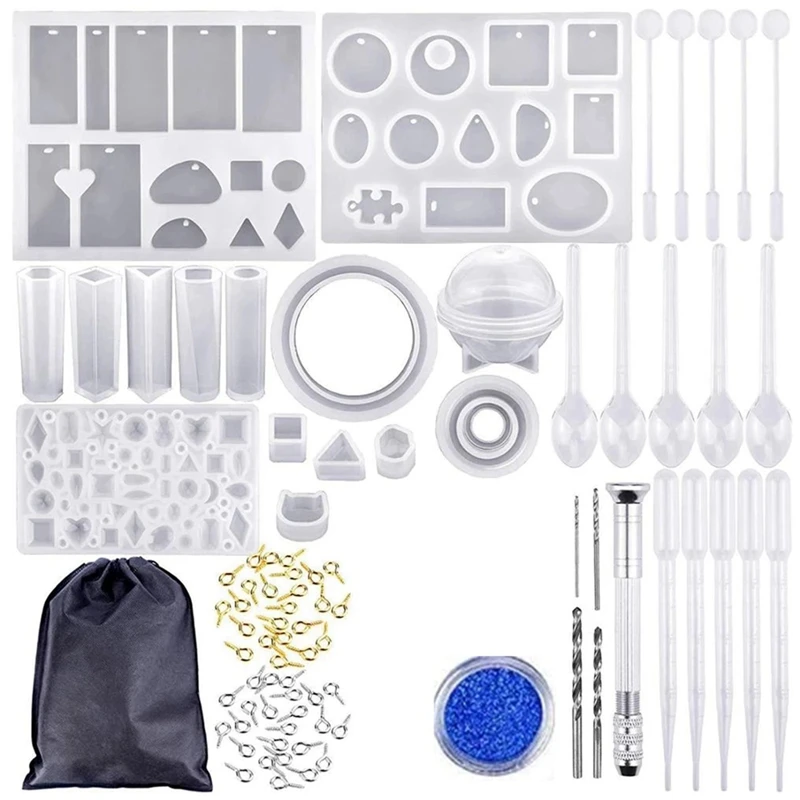 

Силиконовые литые формы для ювелирных изделий, набор инструментов с сумкой для хранения для самостоятельного изготовления кулонов, ювелир...