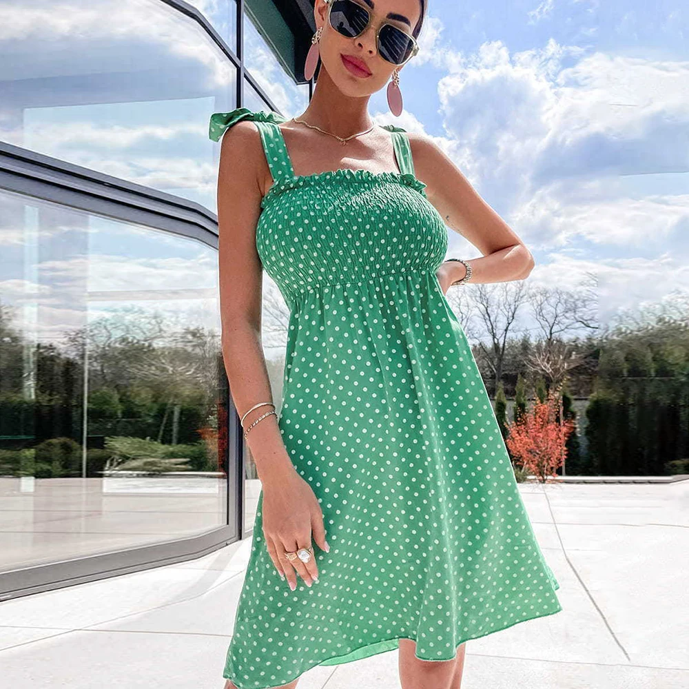Summer Polka Dot Slip Midi Dress For 