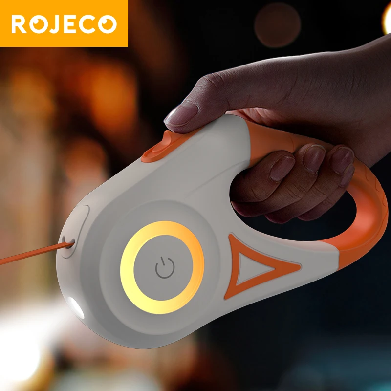 

Автоматический выдвижной поводок для собак ROJECO, 5 м, светодиодная подсветка, модные рандомные ремешки для собак, щенков, домашних животных, г...