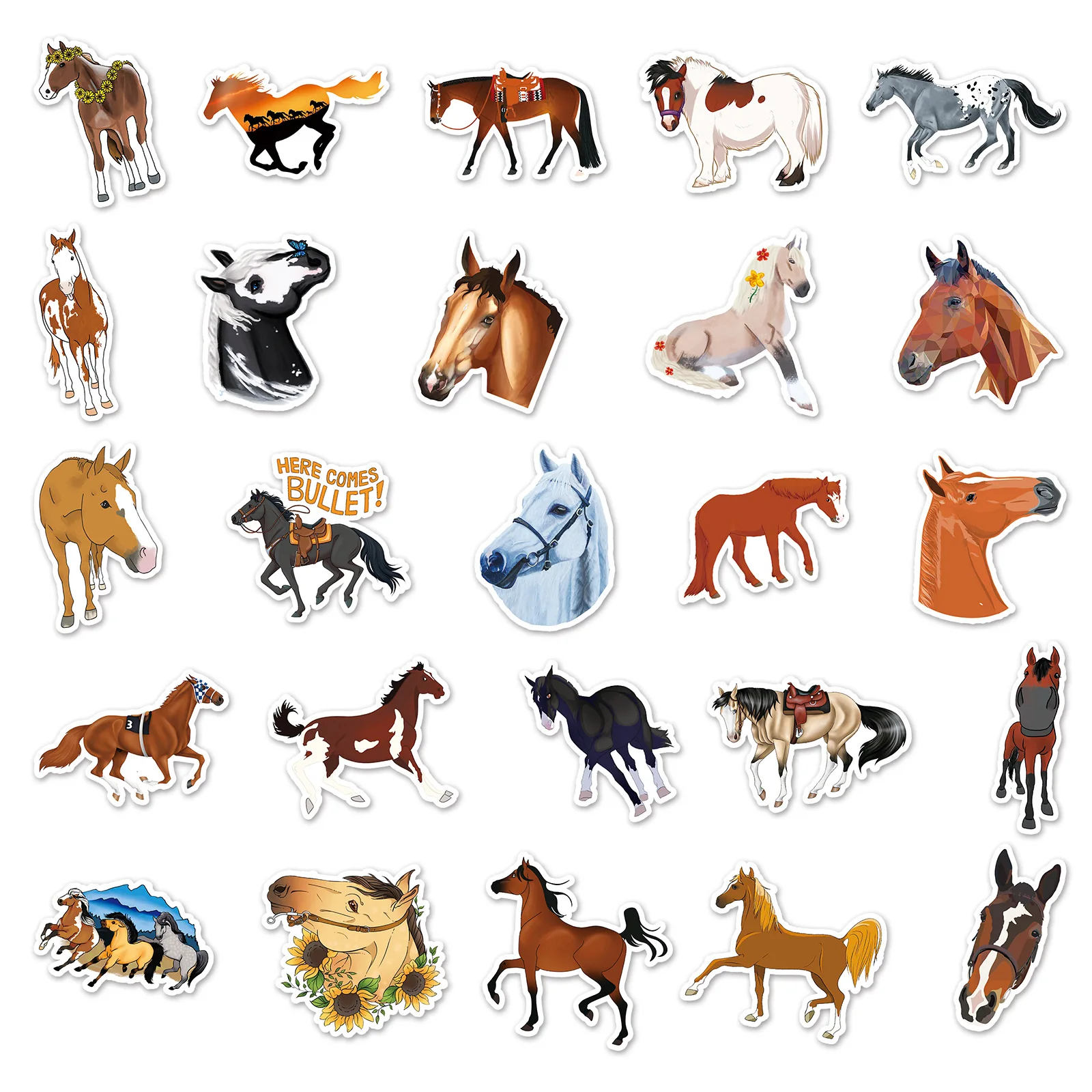 Stickers Aesthetic Things Kids Toys Cartoon Animal Horse Pony Sticker Kawaii Stationery Notebook Laptop Car Scrapbooking images - 6