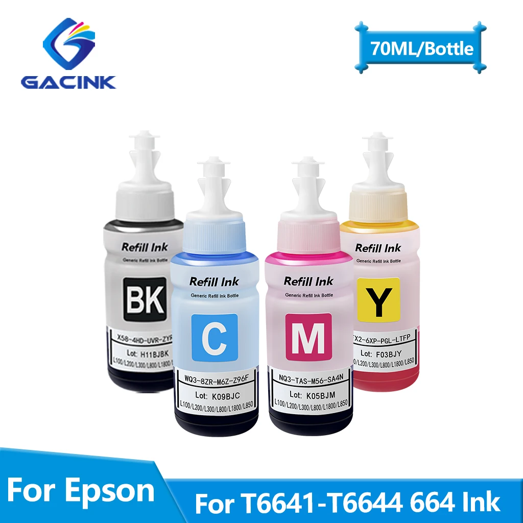 

664 T664 Refill Dye Ink For Epson Eco Tank L360 L380 L355 L210 L220 L365 L310 L130 L110 L350 L1300 L1455 Refillable Dye Ink
