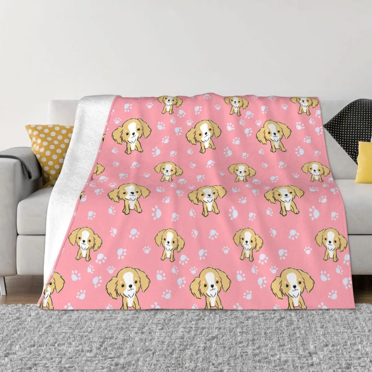 

Cavalier King Charles Spaniel Blankets Flannel Winter Animal Dog Lover Portable Soft Throw Blankets for Bed Travel Bedspread