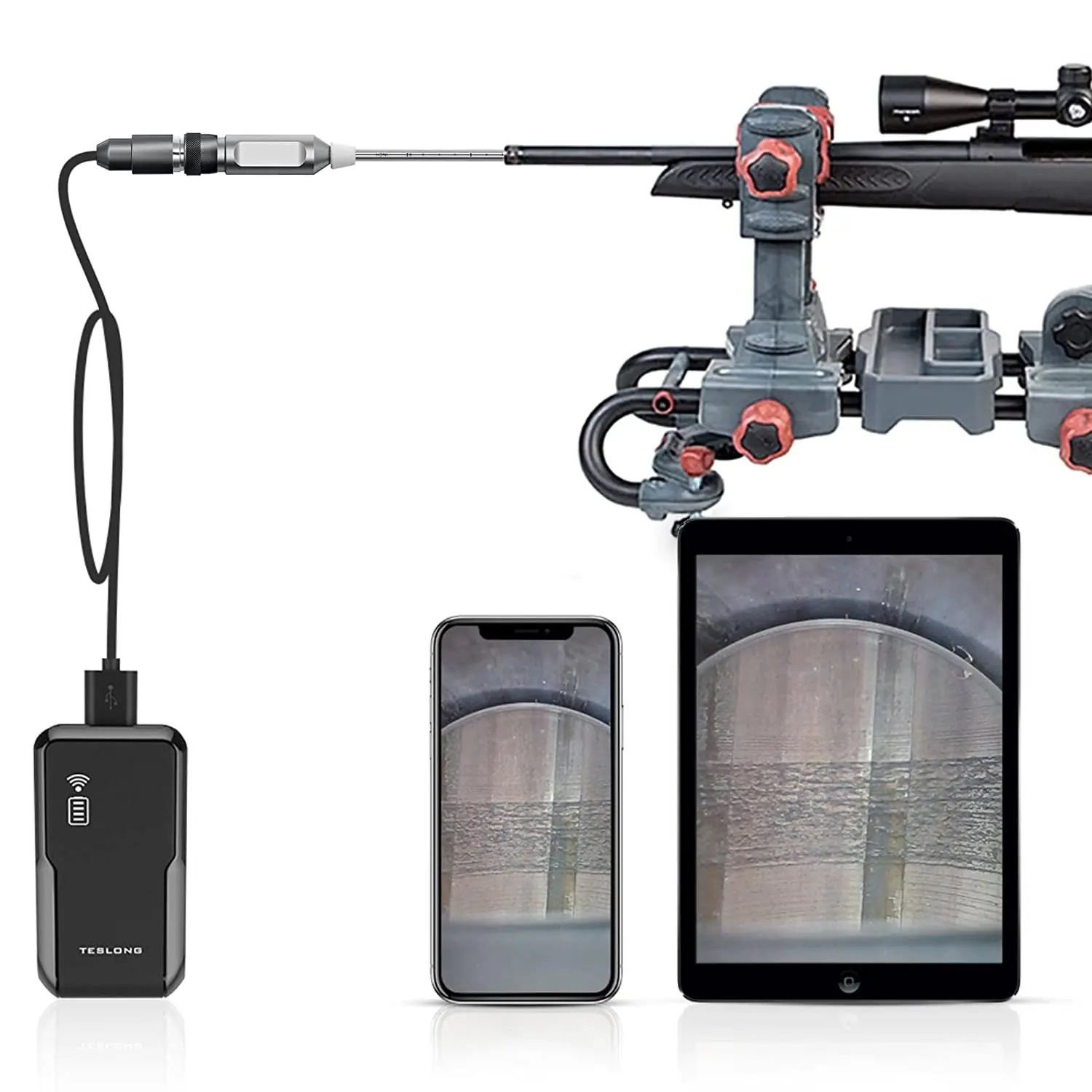 Жесткий винтовочный бороскоп для iPhone Teslong WiFi камера прицела с закрытым фокусом