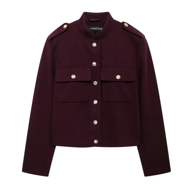Мягкая короткая куртка TRAF для женщин осенние повседневные куртки с карманами на