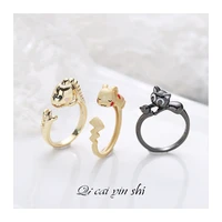 s925 sterling silver cute kitty pokemon pikachu open ring female japanese style mild luxury index finger ring gold platedfashion