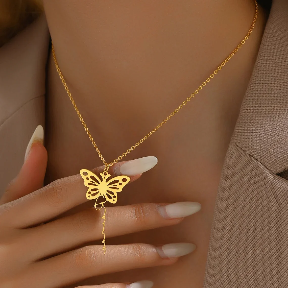 Персонализированные ожерелья с именем на заказ для женщин подвеска в виде крыла