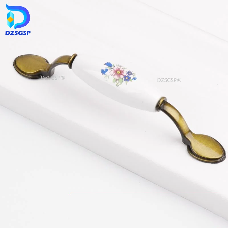 

Retro Ceramic Door Handles European Antique Chinese style Furniture Handles Drawer Pulls Kitchen Cabinet Knobs and Handle