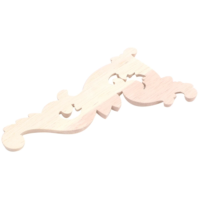 

8Pcs Wood Carved Corner Onlay Unpainted Applique Frame Door Decors Decal 15 X 8 X 0.8Cm