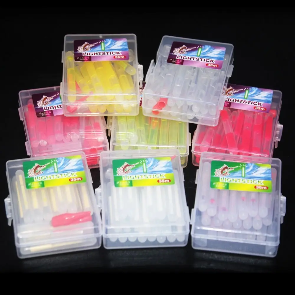 

20pcs/set 4.5*40mm Boxed Fireflies For Fishing Float Lights Dark Glow Stick Fluorescent Lightstick Light Night Float Rod Pesca