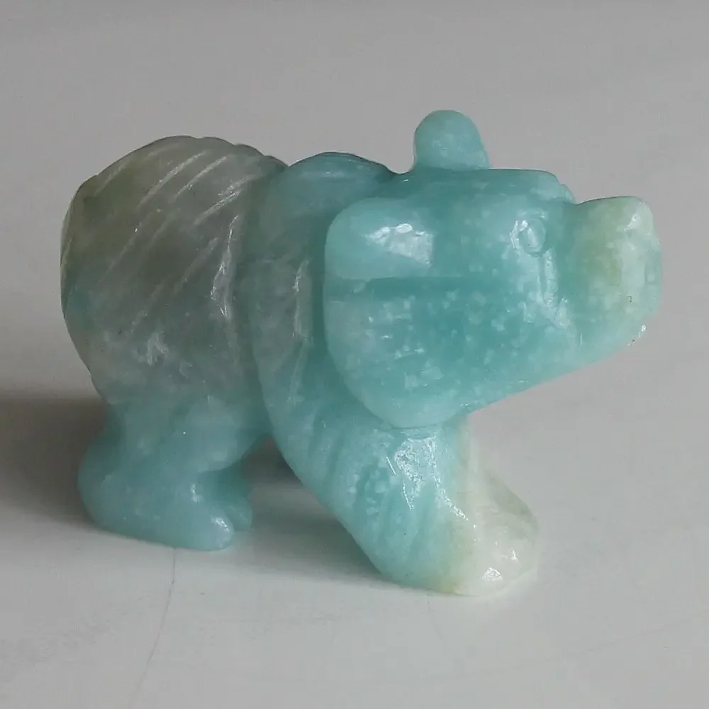 Ручная резка драгоценный камень хрустальный Амазонит Медведь Фигурка животного