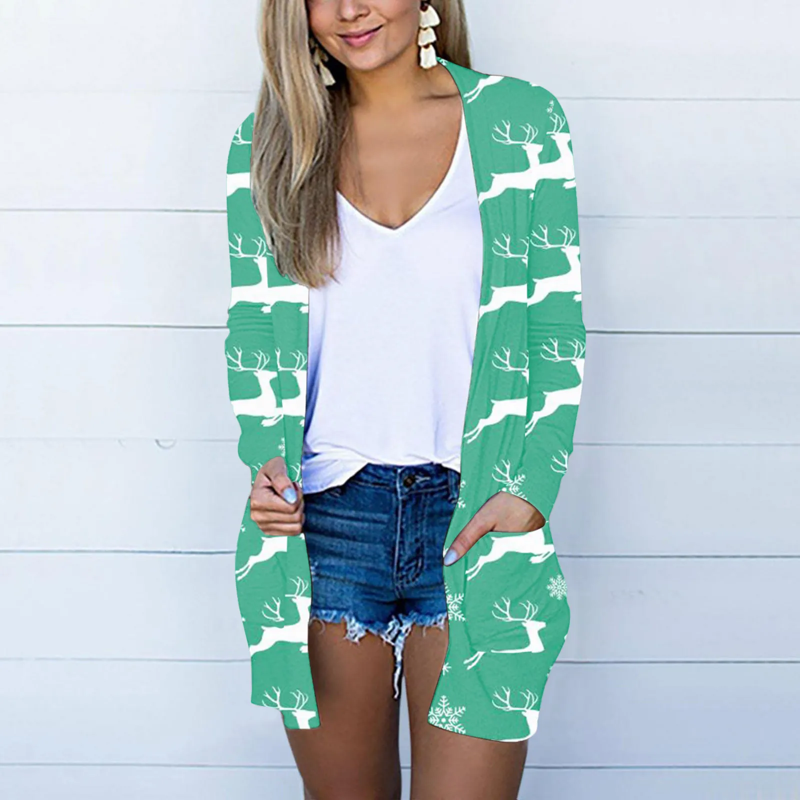 

Кардиган женский легкий с длинным рукавом, однотонный кардиган, блузка, повседневный длинный кардиган с цветочным принтом, с открытым спере...