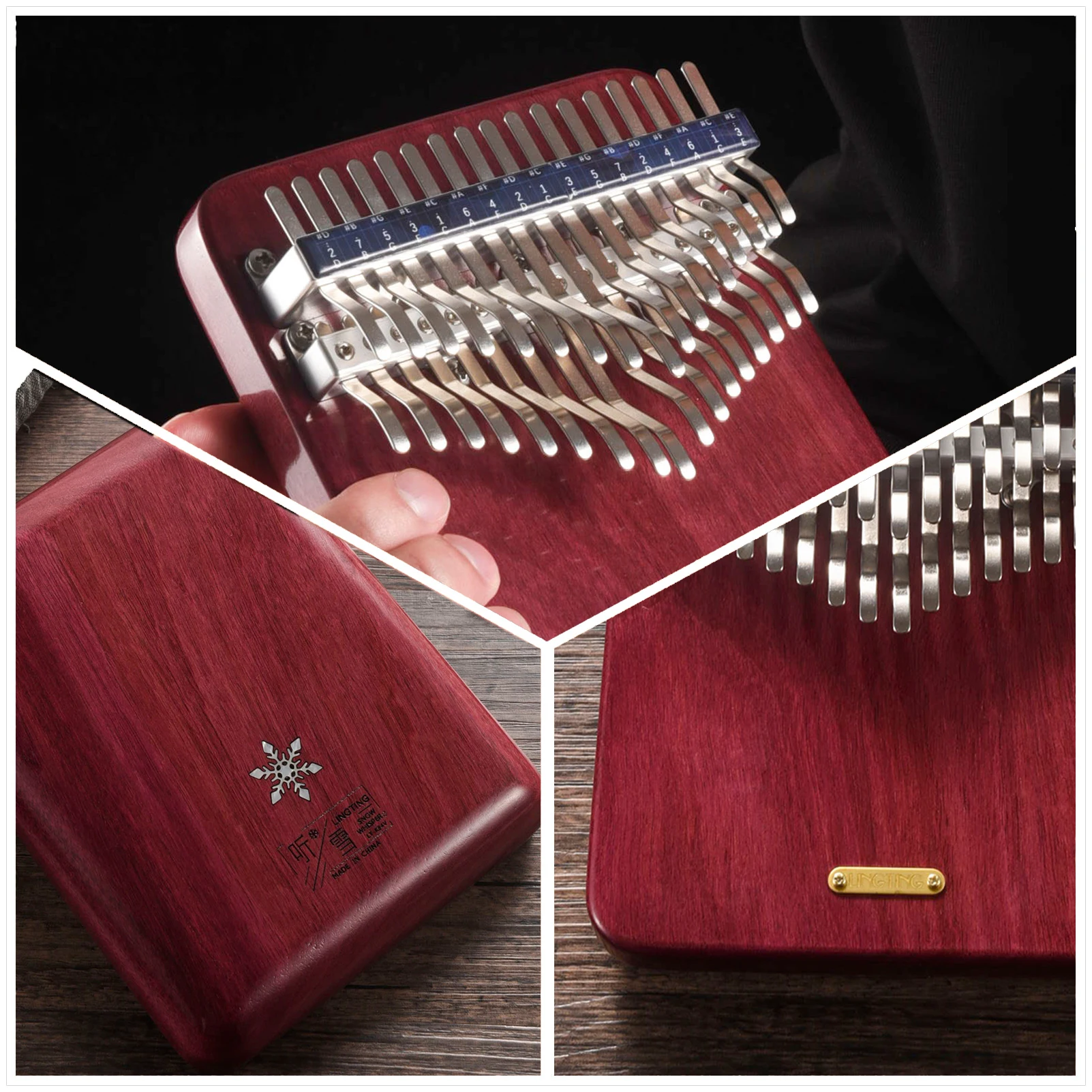 LingTing Kalimba 34 keys Thumb Piano Mbira Finger Piano Gift for Kids Adult Beginners Professional（LT-K34V,snow whisperer)