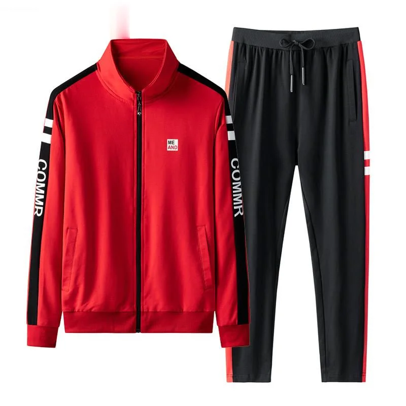 

Tracksuit Men Autumn Stand Collar Spliced Long Sleeve Sweatshirt New Hoodies + Joggers Pants Sets Hip Hop Sportswear 2pcs 2022
